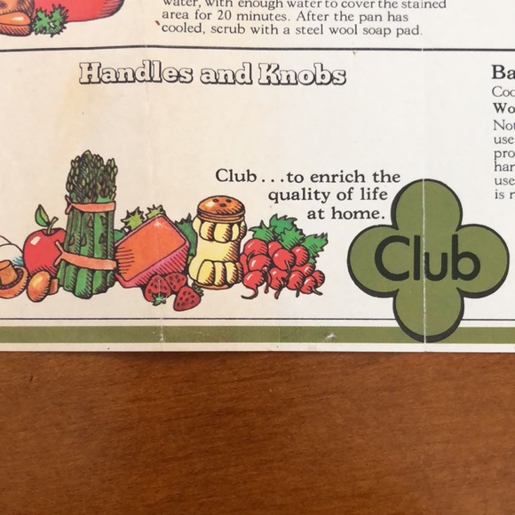 CLUB ALUMINUM CONSUMER RELATIONS DEPT LAMINATED CARE AND CLEANING CHART 1960’s - Picture 3 of 15